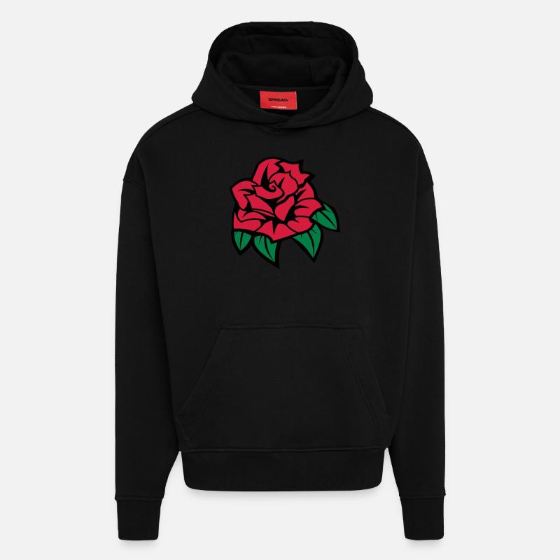 rose - Sweat à capuche bio épais oversize fabriqué en UE - SOLID BLACK