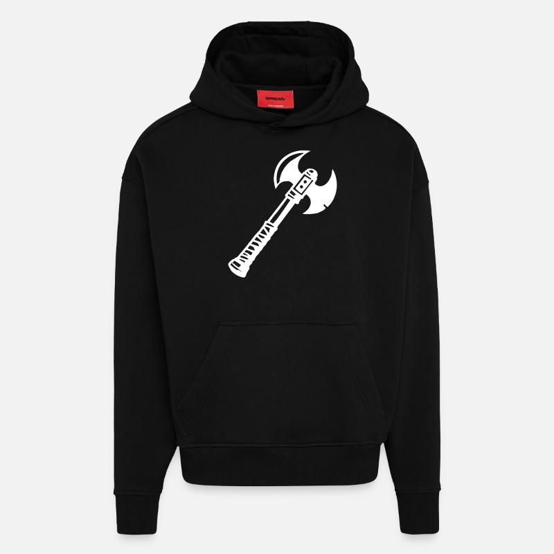 Hache 1 - Sweat à capuche bio épais oversize fabriqué en UE - SOLID BLACK