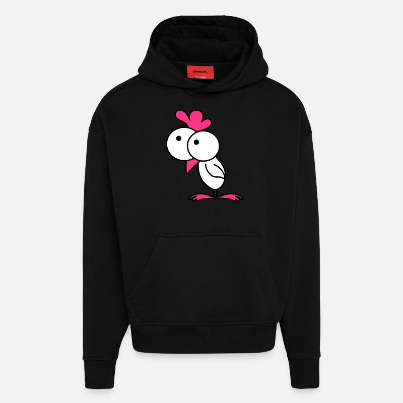 Surprised chick - Hoodie- made by SPREAD  - SOLID BLACK