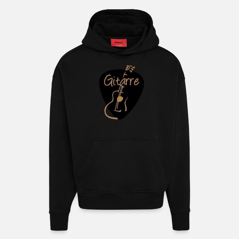 Médiator guitare 2 - Sweat à capuche bio épais oversize fabriqué en UE - SOLID BLACK