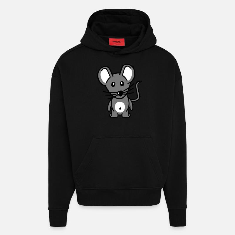Souris - Sweat à capuche bio épais oversize fabriqué en UE - SOLID BLACK
