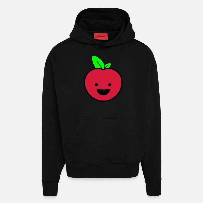 apfel smile - Hoodie- made by SPREAD  - SOLID BLACK