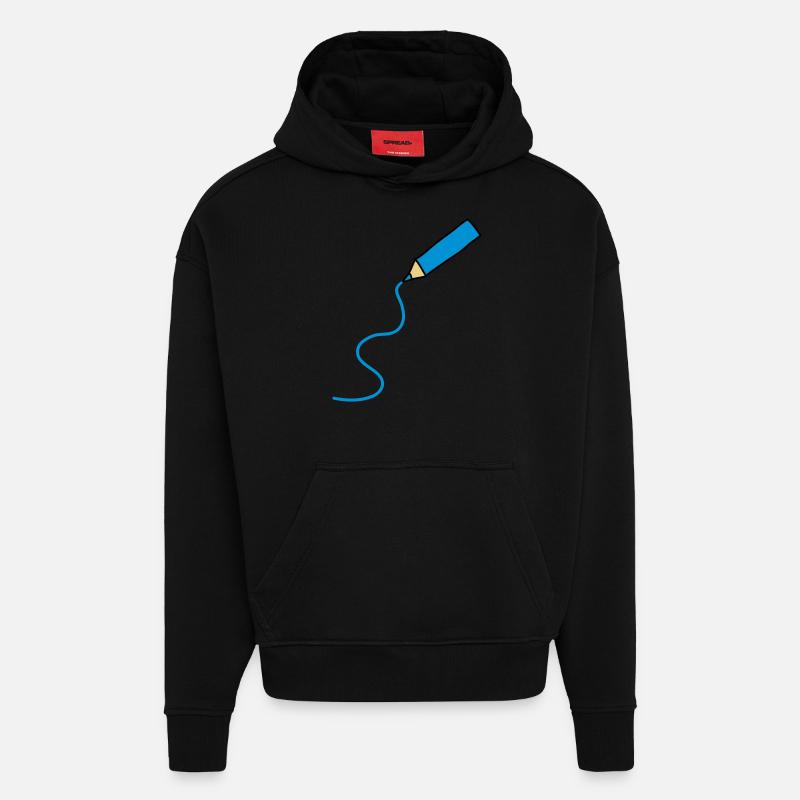 easy_drawing_3c - Sweat à capuche bio épais oversize fabriqué en UE - SOLID BLACK
