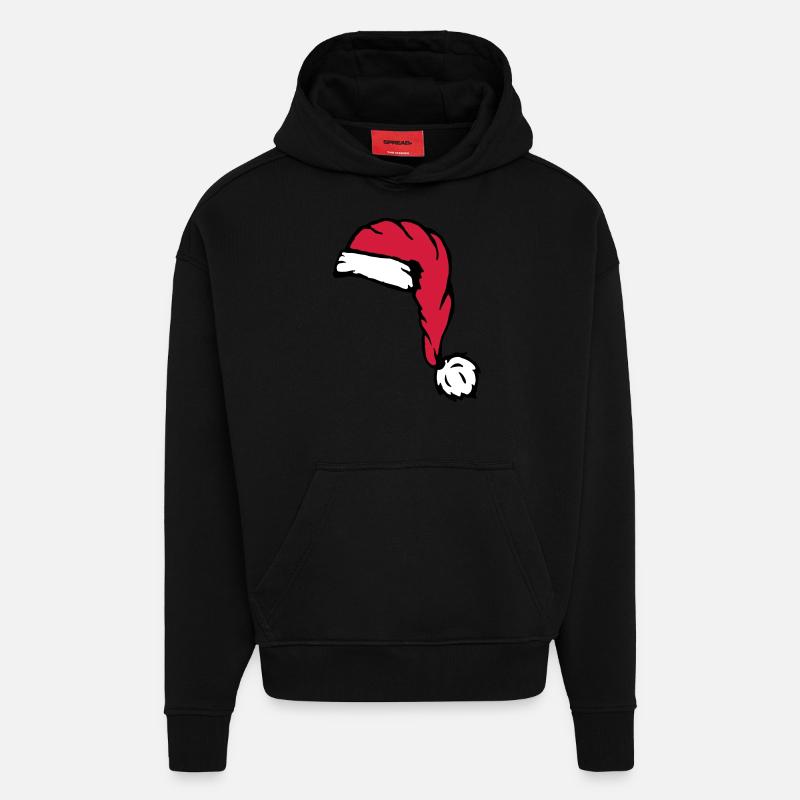 Nicolas chapeau de Santa - Sweat à capuche bio épais oversize fabriqué en UE - SOLID BLACK