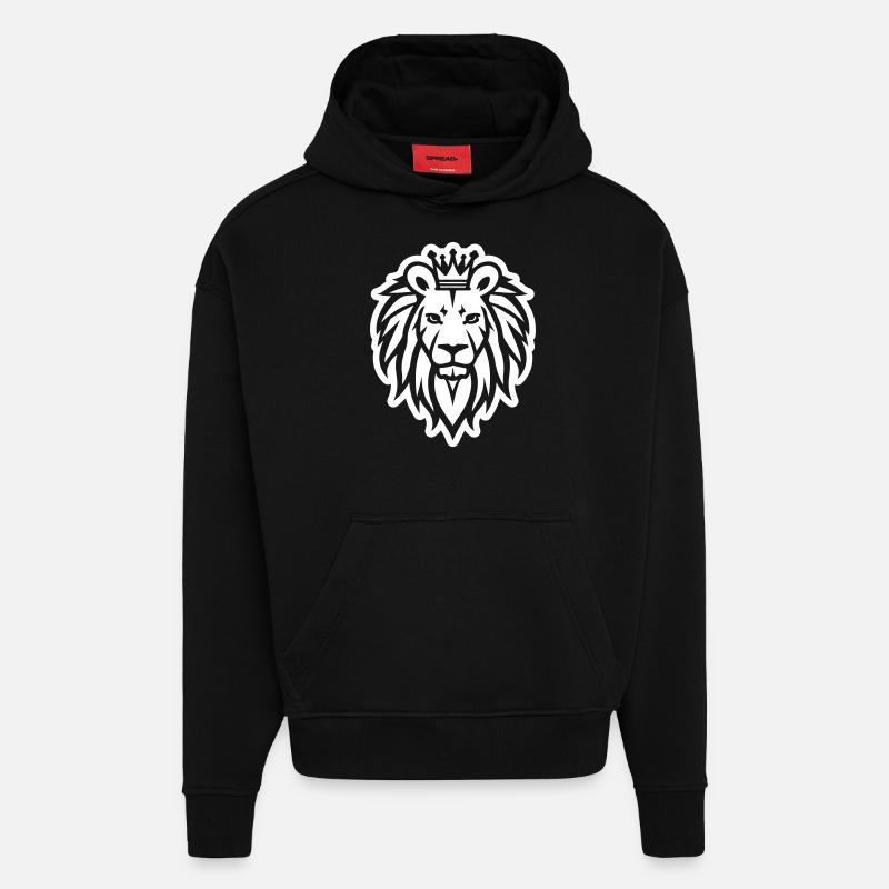Lion Crown Logo - Hoodie- made by SPREAD  - SOLID BLACK
