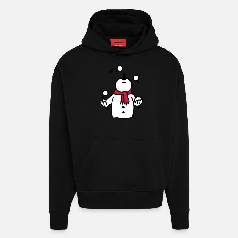 Schneemann jongliert mit Schneebällen - Hoodie- made by SPREAD - SOLID BLACK