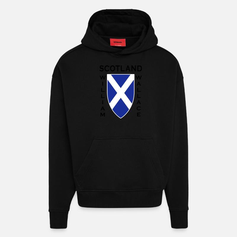 Ecosse William Wallace II - Sweat à capuche bio épais oversize fabriqué en UE - SOLID BLACK