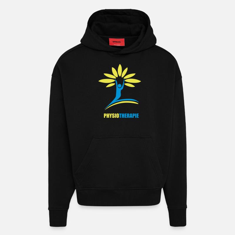 arbre de physiothérapie - Sweat à capuche bio épais oversize fabriqué en UE - SOLID BLACK