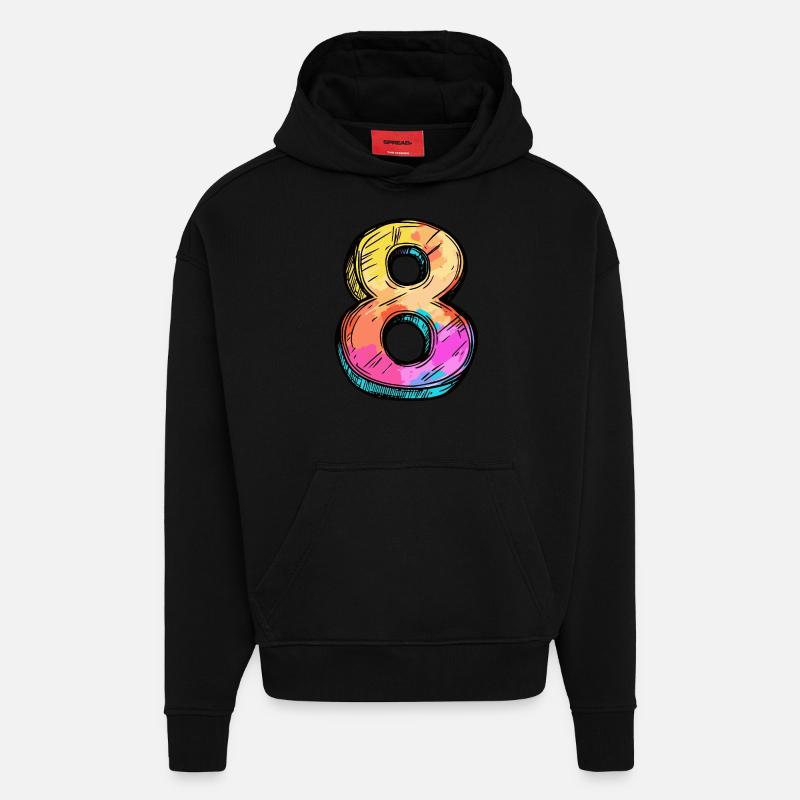 Bande dessinée à 8 chiffres - Sweat à capuche bio épais oversize fabriqué en UE - SOLID BLACK