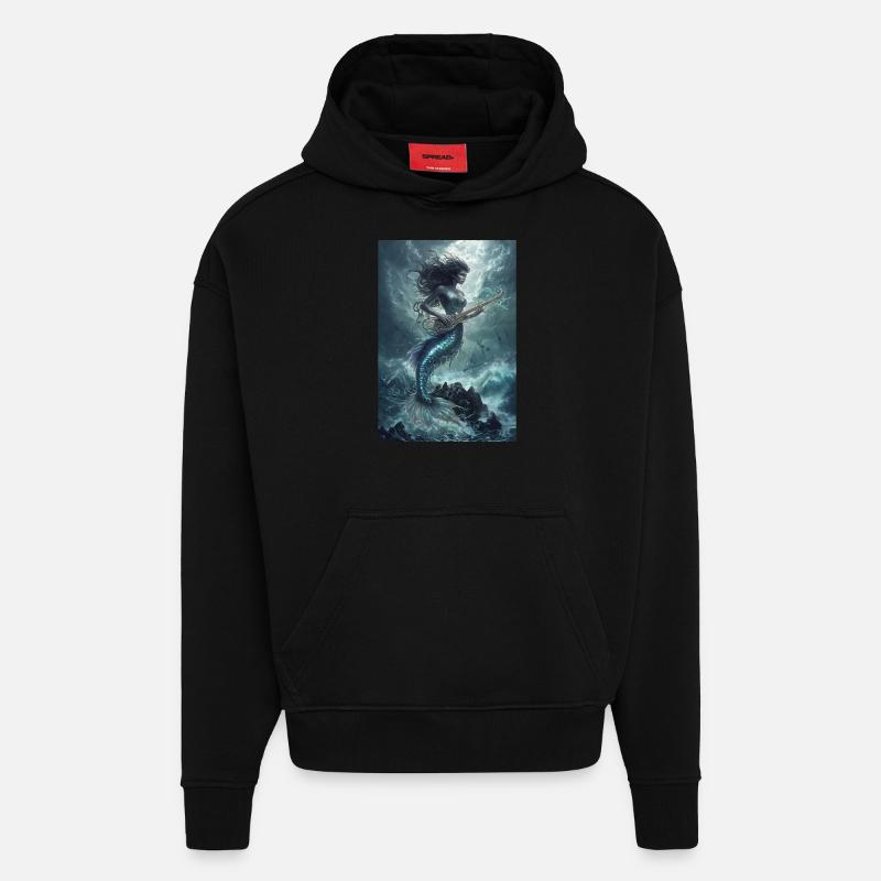 Légende Sirène Mythe Cadeau - Sweat à capuche bio épais oversize fabriqué en UE - SOLID BLACK