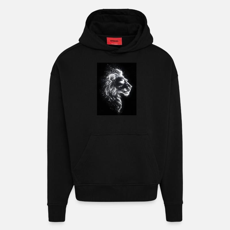 Löwe Silhouette Neon Geschenk - Hoodie- made by SPREAD  - SOLID BLACK