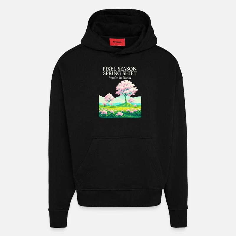 Pixel Season: Spring Shift - Hoodie- made by SPREAD  - SOLID BLACK