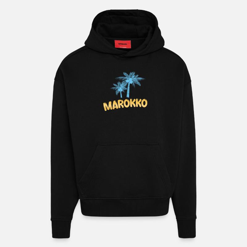 Maroc comme Maroc - Sweat à capuche bio épais oversize fabriqué en UE - SOLID BLACK