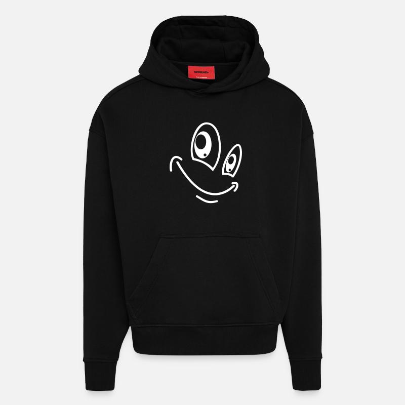Drôle de visage - Sweat à capuche bio épais oversize fabriqué en UE - SOLID BLACK