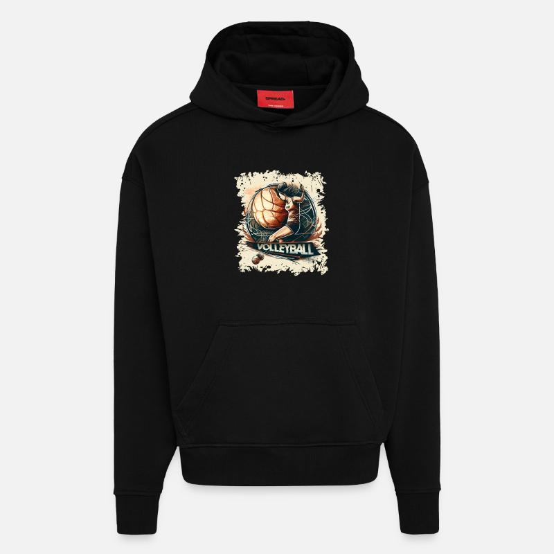 Volley-ball - Sweat à capuche bio épais oversize fabriqué en UE - SOLID BLACK