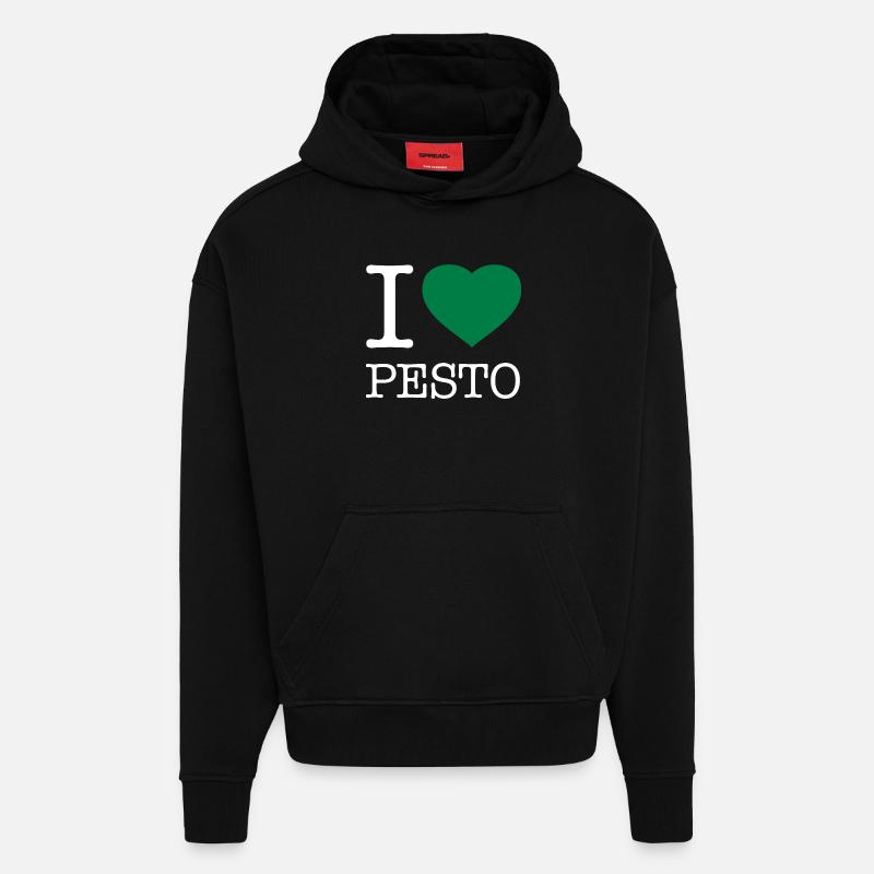 J’ADORE LE PESTO - Sweat à capuche bio épais oversize fabriqué en UE - SOLID BLACK