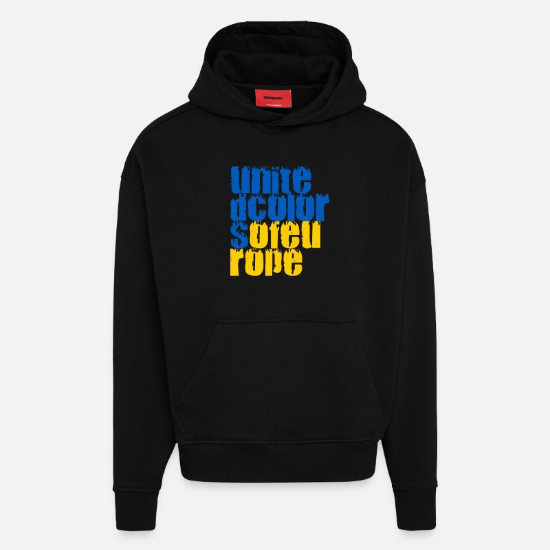 Couleurs unies de l’Europe - Sweat à capuche bio épais oversize fabriqué en UE - SOLID BLACK