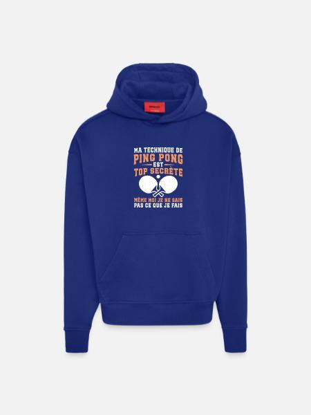 ma technique de ping-pong - Sweat à capuche bio épais oversize fabriqué en UE - SOLID BLACK
