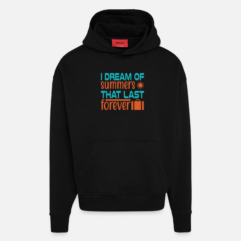 Rêve d’été pour toujours - Sweat à capuche bio épais oversize fabriqué en UE - SOLID BLACK