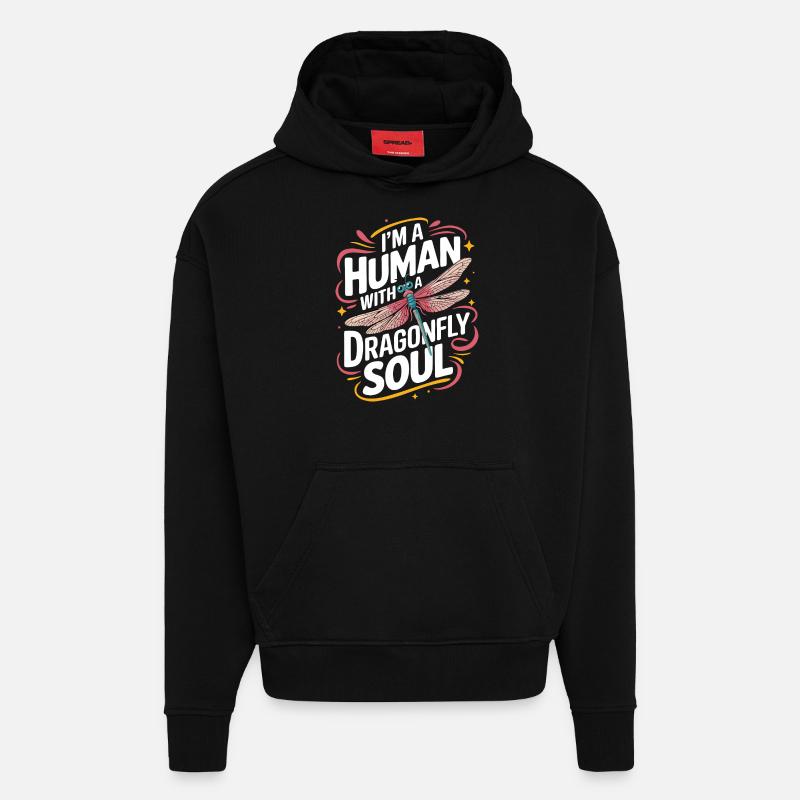 Libellule Libellules Insectes Nature - Sweat à capuche bio épais oversize fabriqué en UE - SOLID BLACK