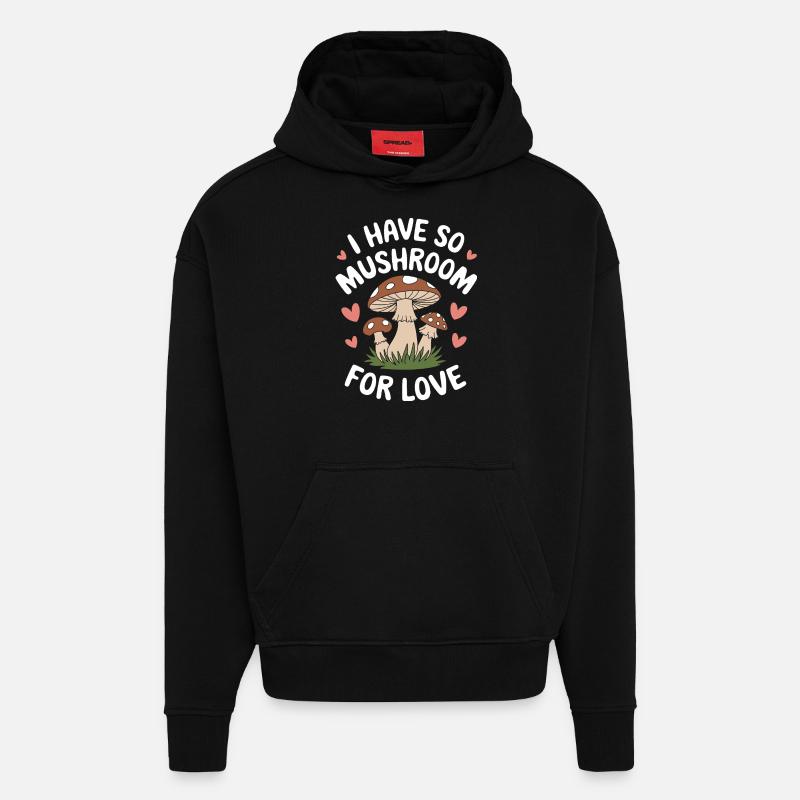 Champignons Champignons Champignon Champignon - Sweat à capuche bio épais oversize fabriqué en UE - SOLID BLACK