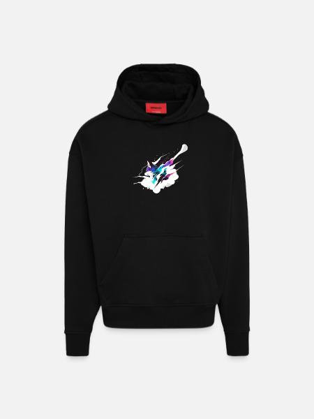 Cosmic Fox - Hoodie- made by SPREAD  - SOLID BLACK