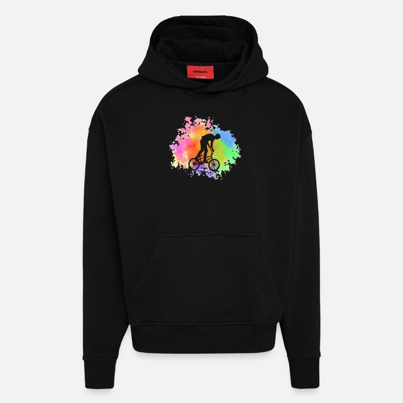 Vélo VTT - Sweat à capuche bio épais oversize fabriqué en UE - SOLID BLACK