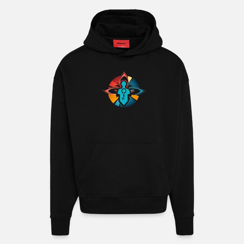 Logo - Sweat à capuche bio épais oversize fabriqué en UE - SOLID BLACK