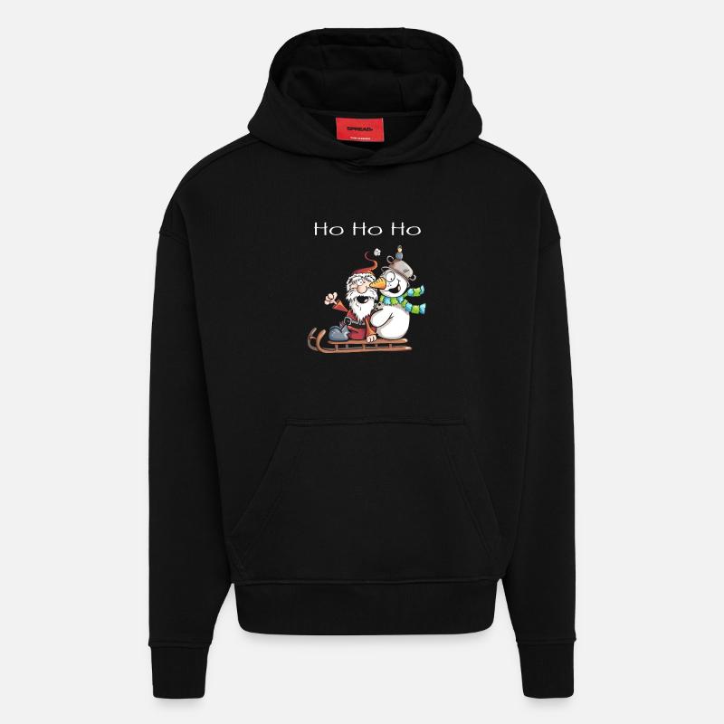 Weihnachtsmann und Schneemann - Comic - Hoodie- made by SPREAD  - SOLID BLACK