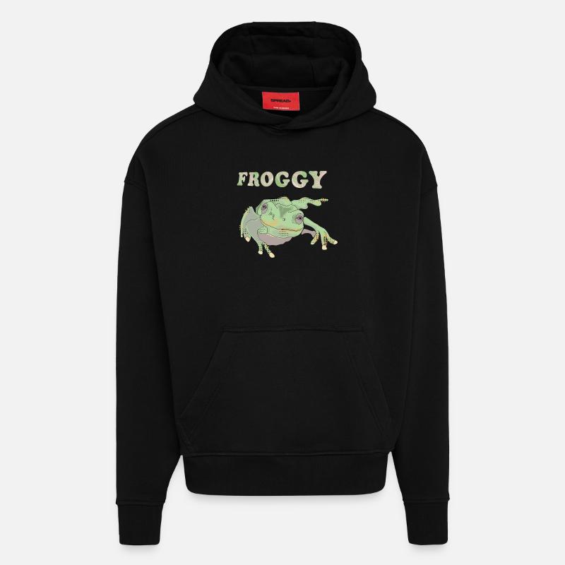 Froggie - Hoodie- made by SPREAD  - SOLID BLACK