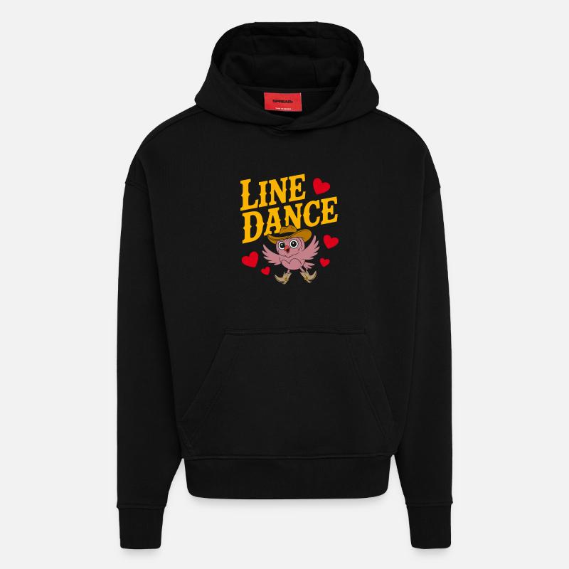 Linedance Eule mit Hut - Hoodie- made by SPREAD  - SOLID BLACK
