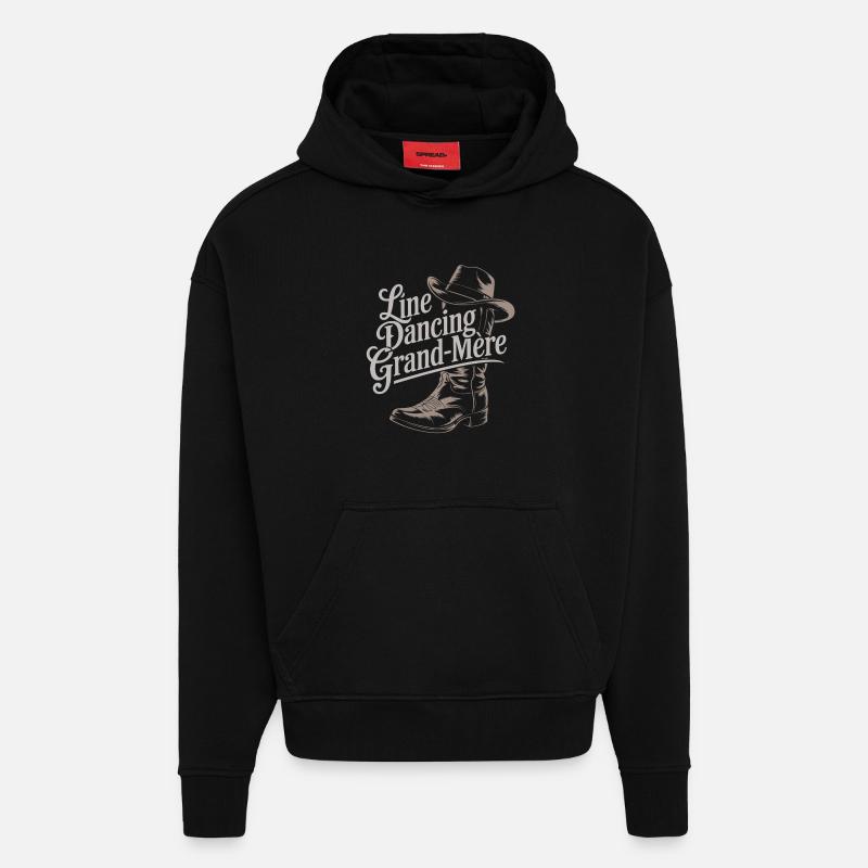Line Dance Grand-mère - Sweat à capuche bio épais oversize fabriqué en UE - SOLID BLACK