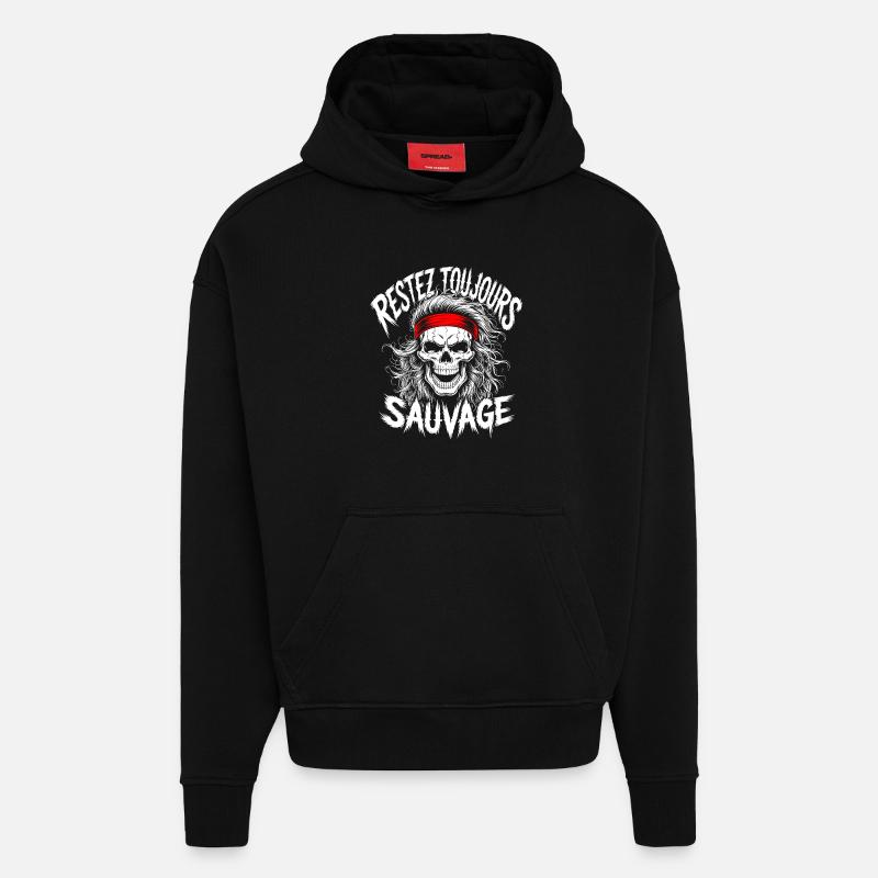 Bleib wild Immer Schädel - Hoodie- made by SPREAD  - SOLID BLACK