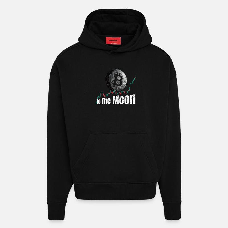 Bitcoin jusqu’à la Lune - Sweat à capuche bio épais oversize fabriqué en UE - SOLID BLACK