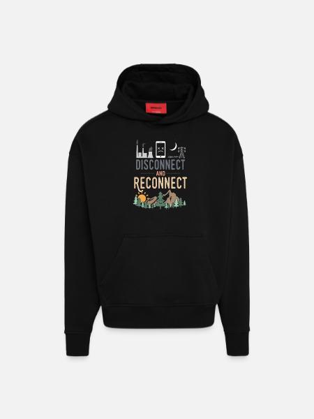 Disconnect And Reconnect - Hoodie- made by SPREAD - SOLID BLACK
