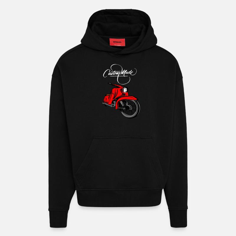 Simson Schwalbe CYCLOmoteur RDA - Sweat à capuche bio épais oversize fabriqué en UE - SOLID BLACK