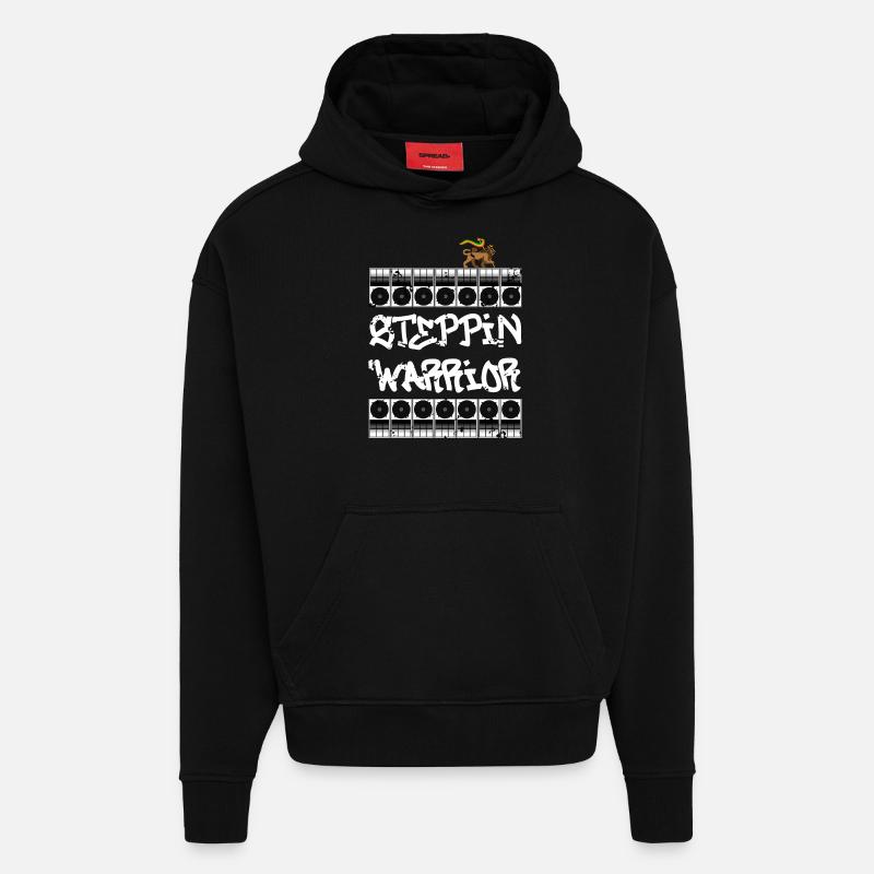 Guerrier des steppins - Sweat à capuche bio épais oversize fabriqué en UE - SOLID BLACK