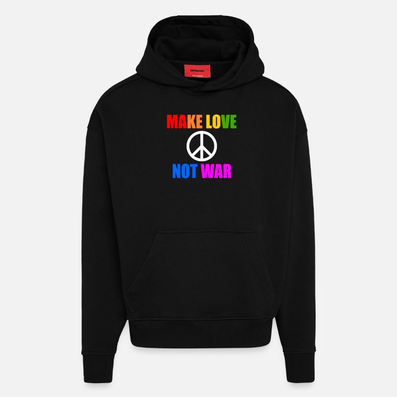 Make love not war - Sweat à capuche bio épais oversize fabriqué en UE - SOLID BLACK