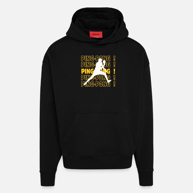 ping-pong ping ping ping-pong - Sweat à capuche bio épais oversize fabriqué en UE - SOLID BLACK