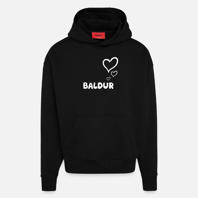 Cadeau pour Baldur - Sweat à capuche bio épais oversize fabriqué en UE - SOLID BLACK