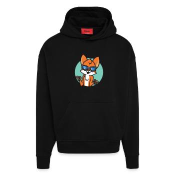 Renard drôle - Sweat à capuche bio épais oversize fabriqué en UE - SOLID BLACK - Devant