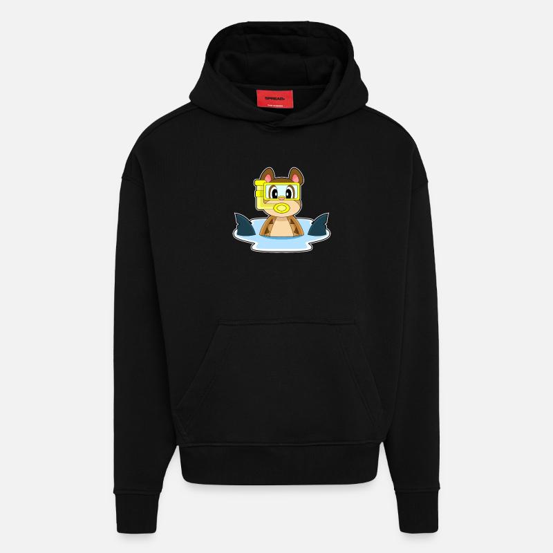 Plongeon de plongée de suricate plongeon de nage - Sweat à capuche bio épais oversize fabriqué en UE - SOLID BLACK