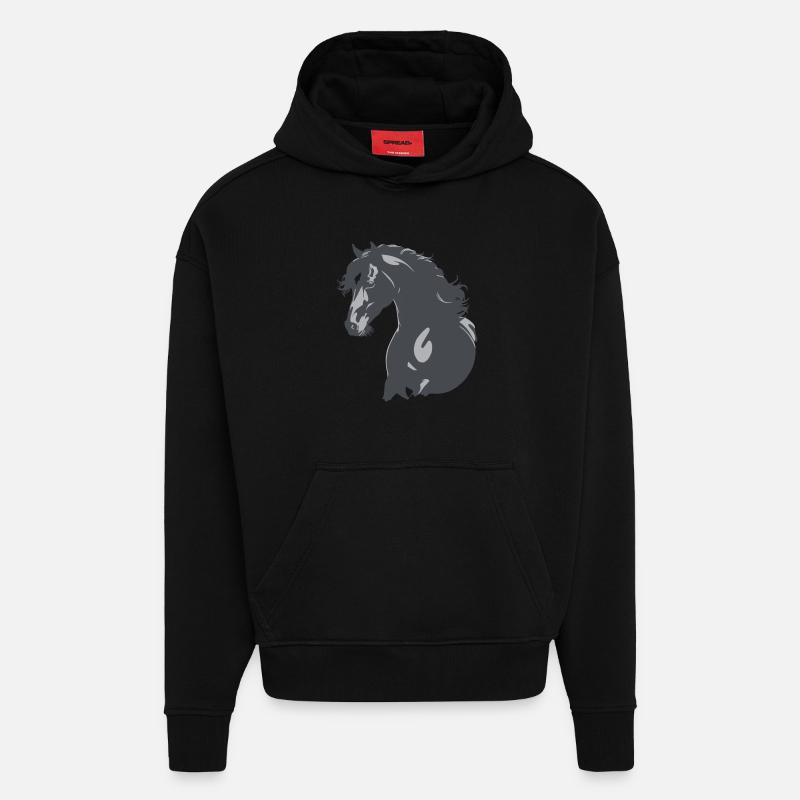 Rappe Pferd Silhouette - Hoodie- made by SPREAD  - SOLID BLACK