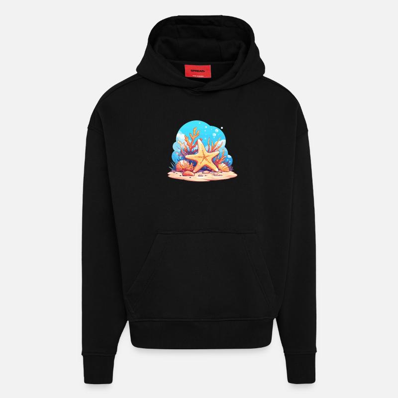 Étoile de mer Étoile de mer - Sweat à capuche bio épais oversize fabriqué en UE - SOLID BLACK