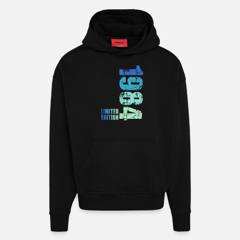 40e anniversaire 1984 - Sweat à capuche bio épais oversize fabriqué en UE - SOLID BLACK