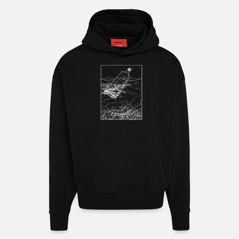 Message in a bottle - Hoodie- made by SPREAD  - SOLID BLACK