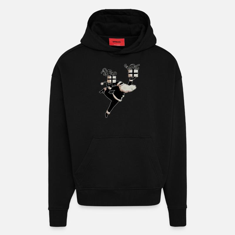 Santa Danseur (v2) - Sweat à capuche bio épais oversize fabriqué en UE - SOLID BLACK
