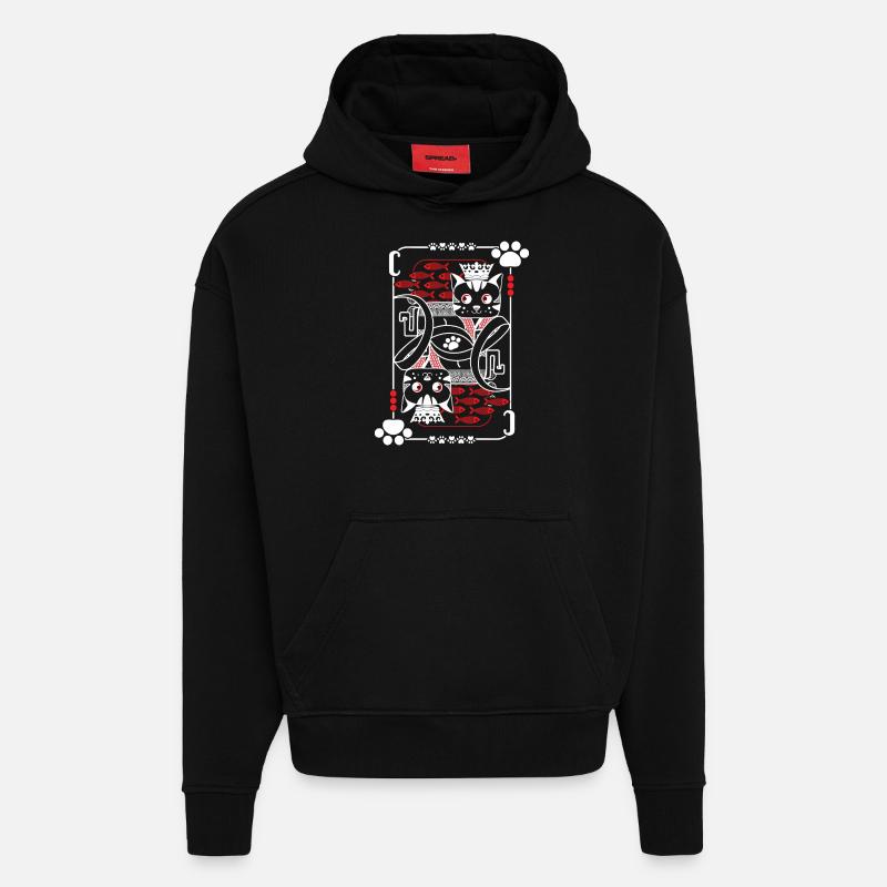 Dos de carte Chats - Sweat à capuche bio épais oversize fabriqué en UE - SOLID BLACK