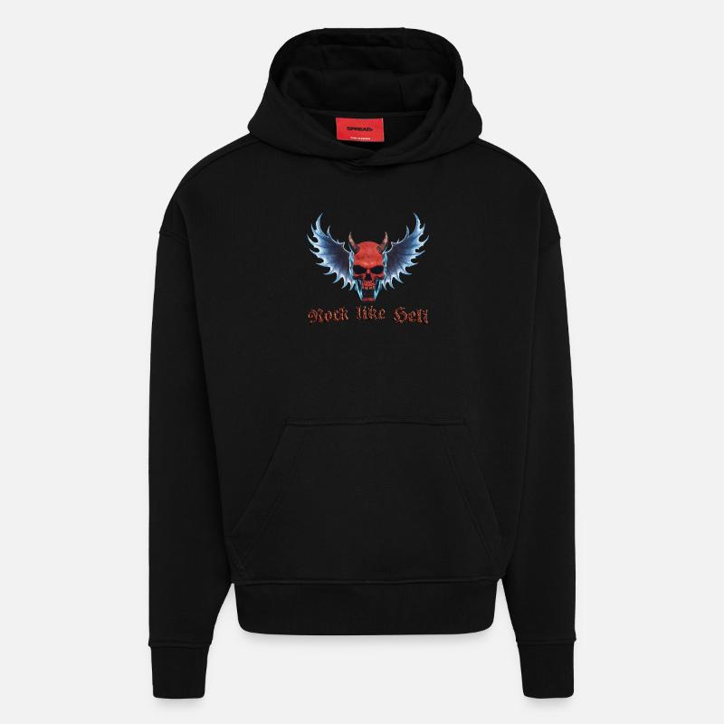 Wing Devil 2024 01 - Sweat à capuche bio épais oversize fabriqué en UE - SOLID BLACK