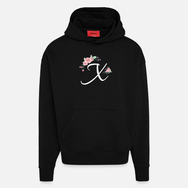 Buchstabe x Blumen - Hoodie- made by SPREAD  - SOLID BLACK